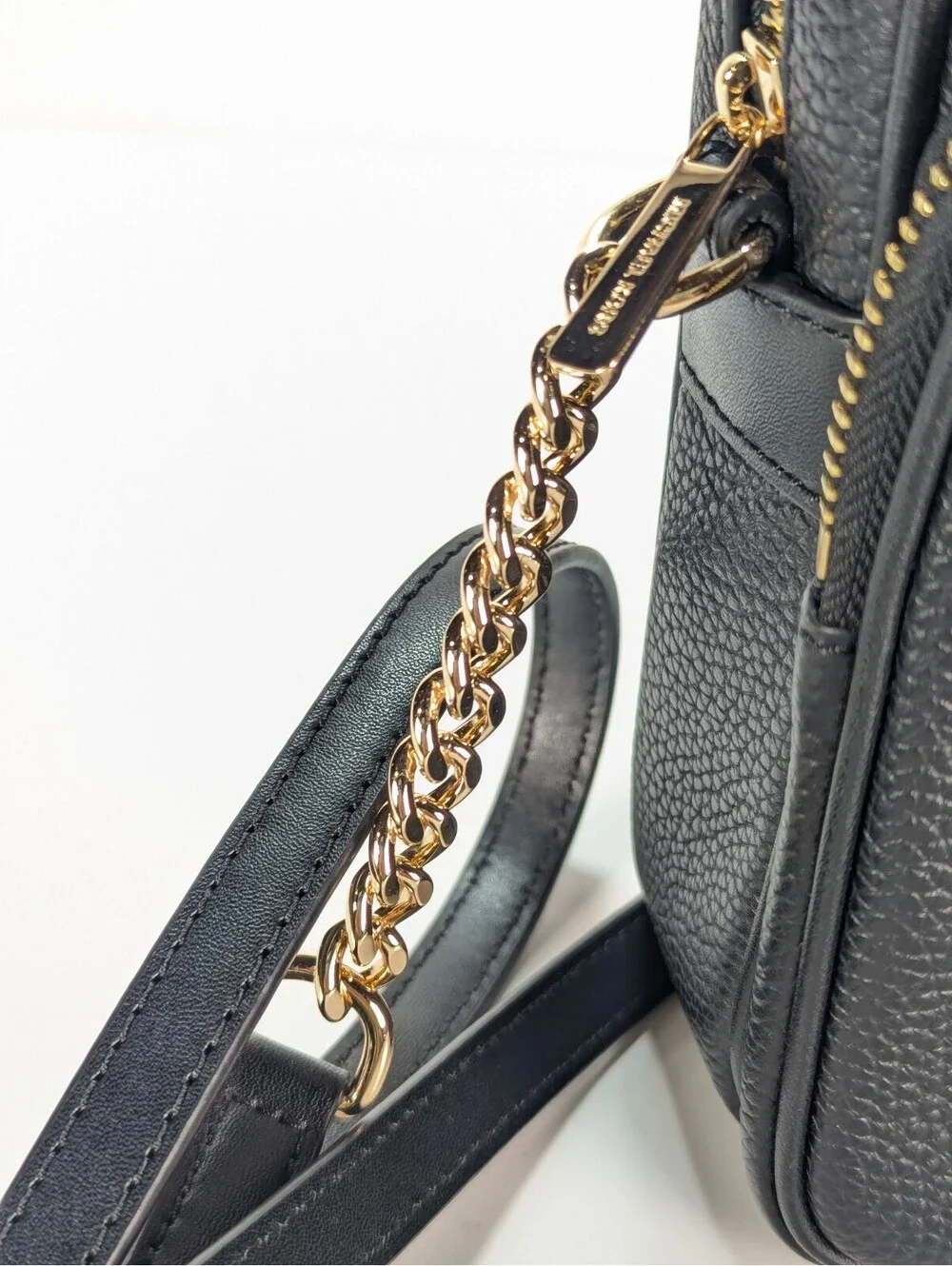 Michael Kors Jet Set Flight Travel Black Pebbled Leather Medium Crossbody Bag